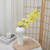 Bunga Phalaenopsis Buatan Berkualitas Tinggi, Batang Tunggal, 9 Kepala, Tekstur 3D, Sutra Imitasi, 70x15x10cm, Dekorasi Rumah untuk Pernikahan