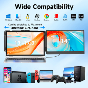 Extensor de pantalla portátil dual <span class=keywords><strong>ultrafino</strong></span> FHD 1080P IPS de 14 <span class=keywords><strong>pulgadas</strong></span>, monitores de juego plegables de 180 grados para ordenador portátil de <span class=keywords><strong>13</strong></span> ''-17,3'' - Product Image 5