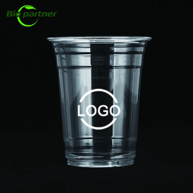 OEM Logo monouso trasparente in policarbonato biodegradabile tazza con coperchio