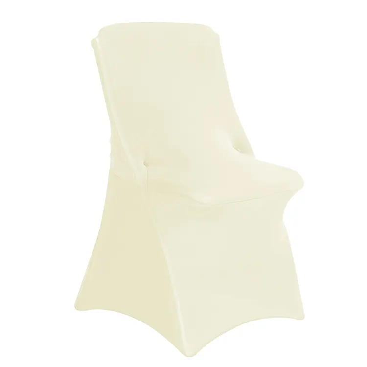 Housse de chaise pliante blanche en spandex extensible pour salle à manger de noël, mariage, restaurant, banquet, fête, événements, décoration