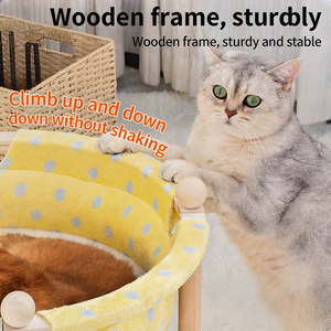 Love Climb Cool <span class=keywords><strong>Cat</strong></span> Doppelschichtiges Faltbares Rundes Gepunktetes Vier-Jahreszeiten-Universal-Haustierbett mit Kratzfläche - Product Image 2