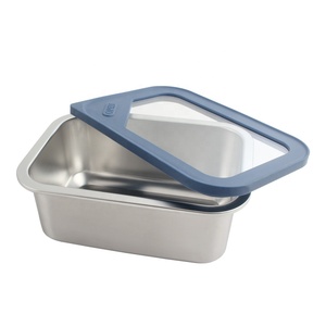 Rectangle Stainless Steel Food Container with Transparent Lid Airtight Leak Proof Single <b>Compartment</b> <b>Lunch</b> <b>Box</b> - Product Image 2