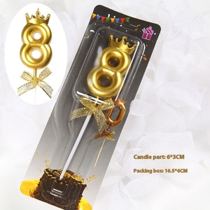 Nouveau Glitter Golden Bow NumberShape Digital 0-9 Party Custom extra Tall 20 Sparkling Happy Birthday Number Cake Candles - Product Image 3