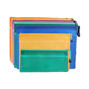 도매 프로스티드 방수 PVC 파일백 30개 메쉬 지퍼 파우치 폴더 투명 플라스틱 서류 파우치 메쉬 지퍼 파일백 - Product Image 1