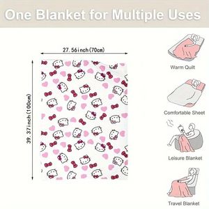 Chăn mềm in hình <span class=keywords><strong>Hello</strong></span> <span class=keywords><strong>Kitty</strong></span> & Hearts Chăn mềm đa năng cho phòng khách Phòng ngủ Du lịch cắm trại - Product Image 3
