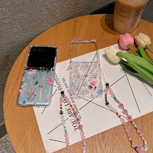 Funda de teléfono plegable de PC dura con patrón de flores IMD transparente de lujo con correa para <span class=keywords><strong>Motorola</strong></span> Moto <span class=keywords><strong>Razr</strong></span> 40 Ultra 5G Fold <span class=keywords><strong>5</strong></span> 4 - Product Image 3