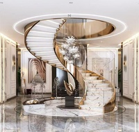 Escaliers en verre incurvés et droits de style moderne de luxe, antidérapants, en verre trempé feuilleté, pour l'extérieur, avec rampe en verre