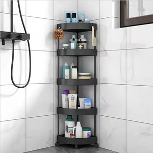 Estante esquinero para baño, estante de almacenamiento de plástico de 4 capas para artículos de tocador y artículos varios, no requiere perforación - Product Image 1
