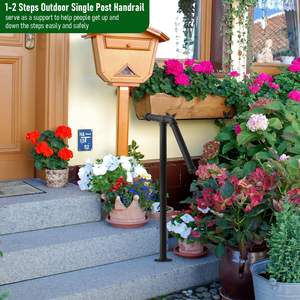 Ijzerwerk Pijpwand Matzwarte Trapleuning Voor Buitentrappen, Tuin, Garage, Kinderruimte - Product Image 6
