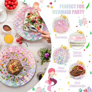 Juego de Platos y Servilletas Desechables <span class=keywords><strong>para</strong></span> Fiesta de Sirenas, Decoración <span class=keywords><strong>para</strong></span> Fiestas de Sirenas <span class=keywords><strong>para</strong></span> Niñas, Mujeres y Adultas - Product Image 4