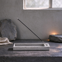 Plateau porte-encens carré Zen, support pour bâtonnets d'encens, décoration de bureau Wabi Sabi nordique pour bureau, salle d'étude et espace intérieur