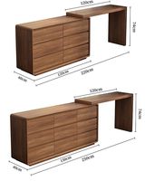 Table de toilette italienne de luxe moderne et minimaliste avec miroir éclairé et réglable, armoire de rangement à l'extrémité du lit, 6 tiroirs coulissants