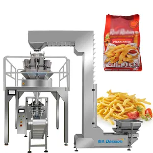 Máquina de embalagem totalmente automática de batatas fritas, máquina de selagem e pesagem de embalagens, batatas fritas congeladas