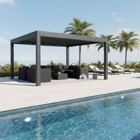 Pergola en aluminium avec toit à lames orientables et éclairage LED intégré, écologique, pour jardin et espaces de vie extérieurs