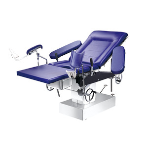Table d'opération d'obstétrique et de gynécologie Kcare en acier inoxydable, lit d'examen manuel à jambes séparées pour usage clinique - Product Image 1