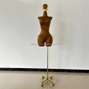 Grande <span class=keywords><strong>taille</strong></span> torse féminin Mannequin EURO USA 3/4 corps grande hanche velours enveloppé grosses femmes buste factice support pour affichage de vêtements - Product Image 4