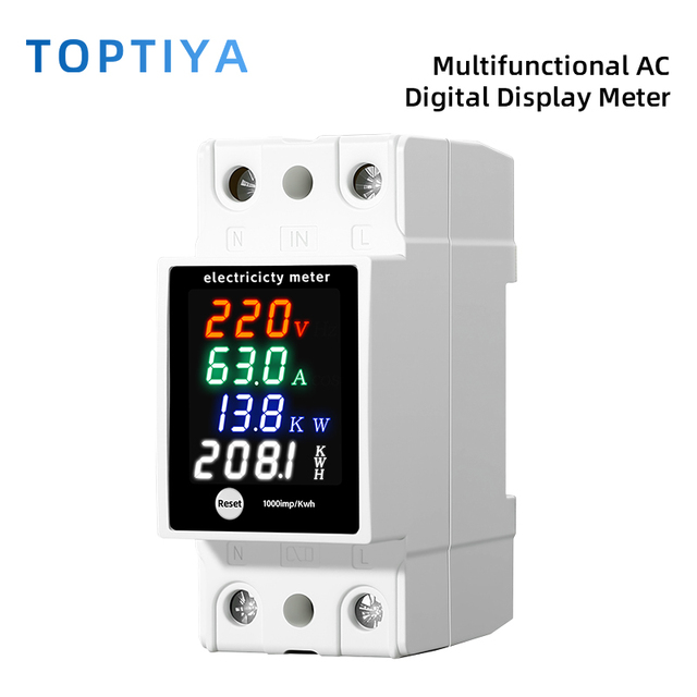 Hot Selling Single Phase DIN Rail Digital Energy Meter, AC Voltage Current Power KWh Meter with LED Digital Display