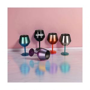 Verre à vin sans pied élégant en acier inoxydable de 14 oz - Gobelet à champagne moderne, logo personnalisé disponible - Product Image 1