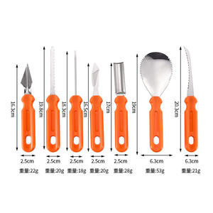 Stainless Steel Pumpkin Carving <b>Knife</b> Set 7 Pieces Serrated Edge Sharp Blades For Halloween Fruit DIY Tools With Storage Bag - Product Image 4