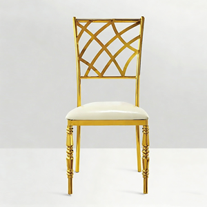 Chaises de mariage en métal doré de luxe, empilables, meubles de banquet pour hôtels, événements et appartements - pour utilisation dans le salon, vente en gros - Product Image 3