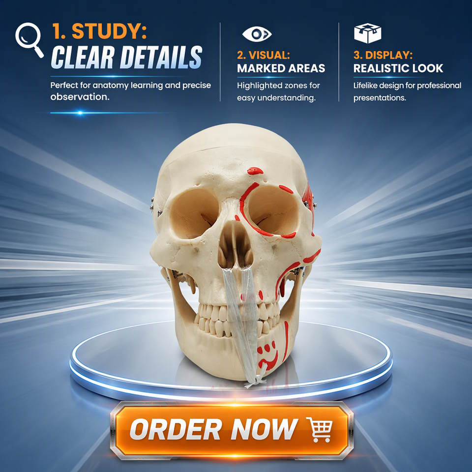 Medical Life Size Skull Model with Colored Muscle Origins Phantom for ...