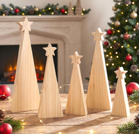 5 pièces, 5 tailles, découpeurs en bois de pin pour sapins de Noël, décorations en forme d'étoile |   Bloc de bois brut non fini, couleur bois naturel rustique, décoration intérieure à peindre