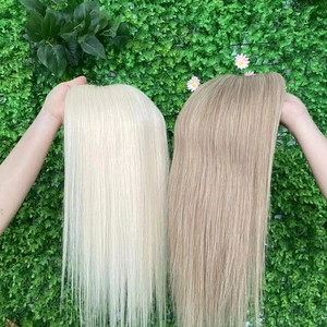 Parrucchino con Clip in <span class=keywords><strong>Capelli</strong></span> Umani Veri al 100% Remy, Base Mono, Dimensioni 6x7 7x8, per Donne Bianche - Product Image 4