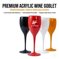 Gobelet en acrylique de 180 ml avec logo personnalisé, verre à cocktail réutilisable en plastique, verre à vin incassable, service OEM ODM pour événements et fêtes