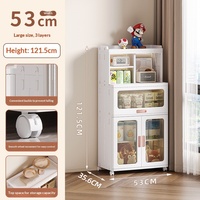 Armoire de rangement pliable en plastique à double porte, sans installation requise, pour vêtements et jouets de chambre, table de chevet multi-niveaux