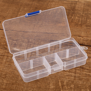 Small 10-Compartment Transparent Plastic Storage <b>Box</b> With Cover For Jewelry Accessories Organizing 2.4L Capacity - Product Image 4