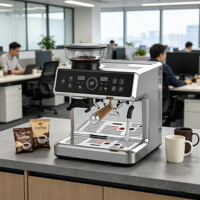 Cafetera Espresso 2 en 1 Anbo, Bomba ULKA de 20 Bares, Termobloque Doble, Control de Temperatura PID, Portafiltro de 58 mm, OEM