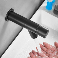 Mitigeur d'évier de salle de bain en acier inoxydable Robinet de lavabo à fermeture automatique à bouton poussoir mural pour hôtel