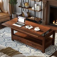Table basse réglable en hauteur avec compartiment dissimulé et étagères de rangement Table élévatrice noire