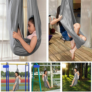 Hamac élastique pour enfants, capacité de charge de 100 kg, tissu en polyester teint, portable, pour l'intérieur et l'extérieur, yoga, loisirs, hamac suspendu - Product Image 5