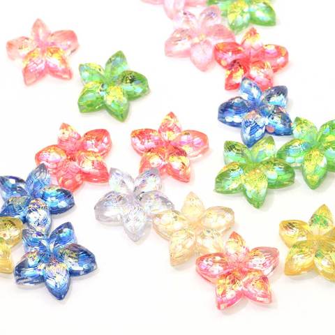 New Products 18MM Iridescent Resin Cherry Blossom Flower Confetti Star Cabochon DIY Decoration Crafts Making