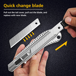 Cuchillo Multiusos con Mango de Aluminio Fundido a Presión Personalizado ZY-503, Cuchillo de Corte Ultraafilado con Hoja de Repuesto de 18 mm, Cortador de Cajas, Cuchillos de Corte, Bricolaje, OEM - Product Image 5