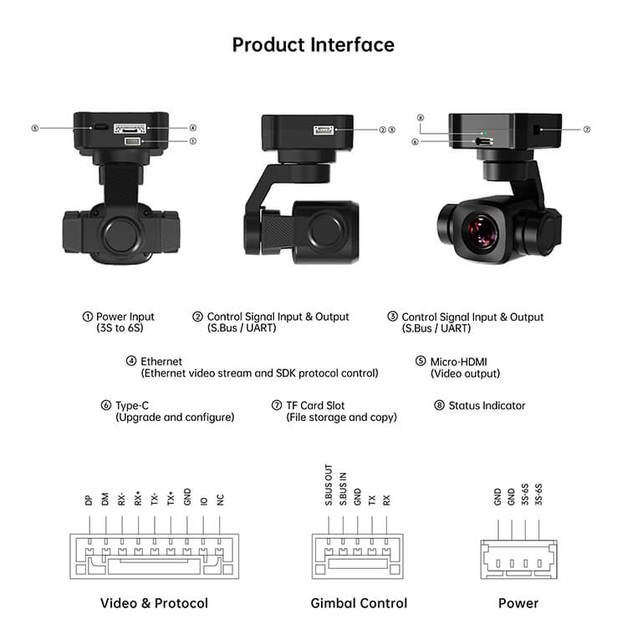 SIYI New A8 Mini 4K 8MP Ultra HD 6X Digital Zoom Gimbal Camera with 1/1.7" Sensor 95g Lightweight 55x55x70mm