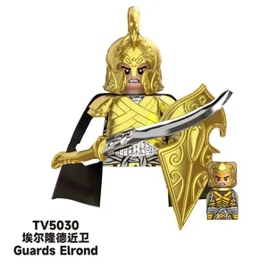 Figuras de Acción Miniatura de <span class=keywords><strong>Guerrero</strong></span> Élfico CustFig MOC, Bloques de Construcción, Accesorios de Caballeros Militares Medievales, Escudos, Arco, Lanza, Espada, ABS - Product Image 3