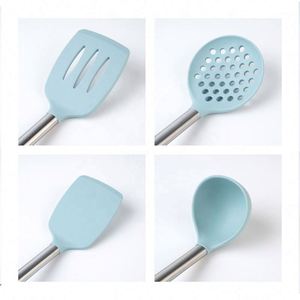 Premium Customized 7-Piece Nordic Kitchenware Accessory Set Blue <b>Silicone</b> Cooking <b>Tools</b> with Stainless Steel Handle Home Kitchen - Product Image 4