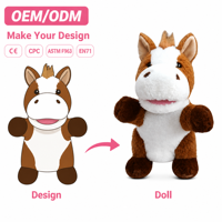 Marionnette à main personnalisée en peluche, jouet en peluche doux, poupée animale en peluche, marionnette à main de dessin animé mignonne pour enfants, cadeau et décoration d'intérieur