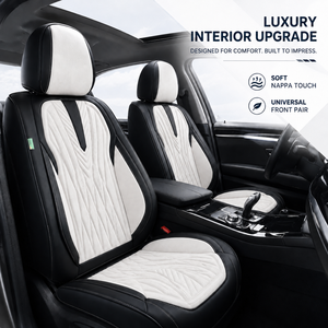 Housses de siège de <span class=keywords><strong>voiture</strong></span> de luxe universelles Luxfit en cuir Nappa, ensemble complet avant/arrière, durables, imperméables, toutes saisons, matelassées, <span class=keywords><strong>protection</strong></span> douce - Product Image 2