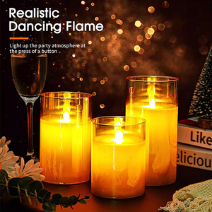 Electronic Candles <b>Light</b> Flameless Remote <b>Timer</b> Flickering Lamp Clear Acrylic Glass Battery Powered Wedding Party Christmas - Product Image 6