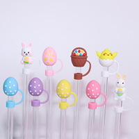 Décorations de paille en PVC de Pâques de 10 mm, accessoires pour gobelets de 40 oz, pailles réutilisables, couvre-pailles 3D Lapin, Oeuf, Gnome
