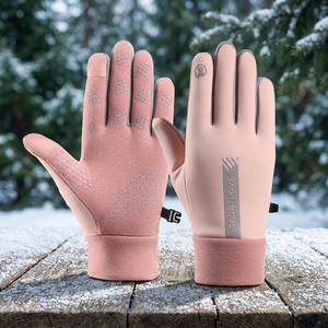 Winter Polyester Touchscreen Compatible Unisex High Quality Durable Non-<b>slip</b> Leather <b>Full</b> Finger Outdoor Sports Gloves - Product Image 3