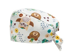 หมวกผ่าตัดผ้าฝ้ายแท้สำหรับผู้หญิง ลายผูกโบว์ ดีไซน์หัวเข็มขัดแบบใหม่ สไตล์ลำลอง สำหรับทันตกรรม ชีโม ดูแลหลังคลอด - Product Image 3