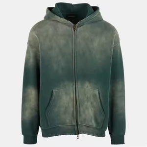 เสื้อฮู้ดดี้แบบซิปทรงโอเวอร์ไซส์ สไตล์สตรีทแวร์ ทรงบ็อกซี่ สีซีดแบบซันเฟด ไซส์พลัส สำหรับผู้ชาย รับผลิตตามสั่ง ขายส่ง - Product Image 5