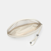 Pochette cosmétique en PU en forme de coquille avec fenêtre transparente en PVC, trousse de toilette portable pour voyage, OEM ODM, logo personnalisé