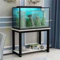 Support d'art en fer métallique écologique double couche Rectangle pour aquarium Base d'armoire pour le salon Table d'aquarium