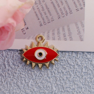 จี้โลหะผสมรูปตาปีศาจเคลือบน้ำมัน สำหรับทำต่างหู DIY อุปกรณ์ตกแต่งเครื่องประดับ รูปทรงไม่สม่ำเสมอ สีฟ้า สีม่วง สีแดง สีดำ สีน้ำเงินเข้ม - Product Image 4