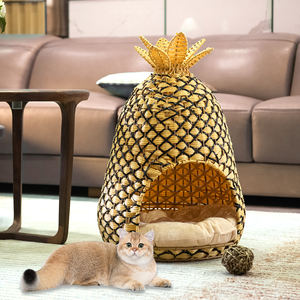 Cesta de ratán de plástico PP Huangtu, casa para mascotas, cama para gatos, cueva, perrera para perros, Mimbre tejido a mano, forma de piña, bonita y cálida casa para mascotas - Product Image 2